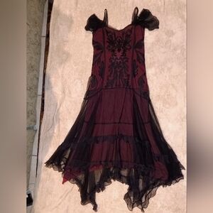 Nataya NWT Elegant Black and Burgundy Dress Sz S